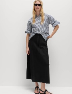 Linen Rich Maxi A-Line Skirt