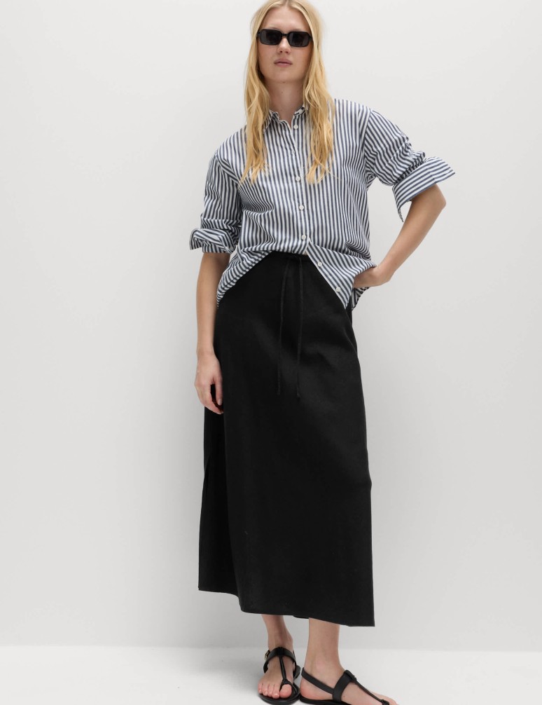 Linen Rich Maxi A-Line Skirt