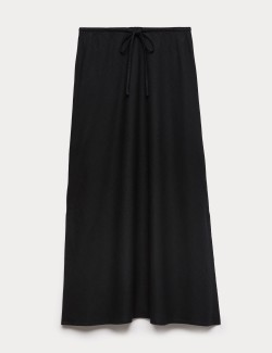 Linen Rich Maxi A-Line Skirt