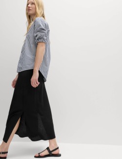 Linen Rich Maxi A-Line Skirt