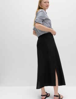 Linen Rich Maxi A-Line Skirt