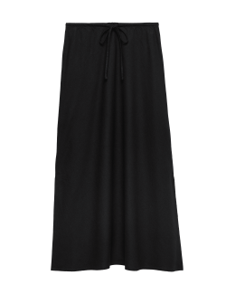 Linen Rich Maxi A-Line Skirt