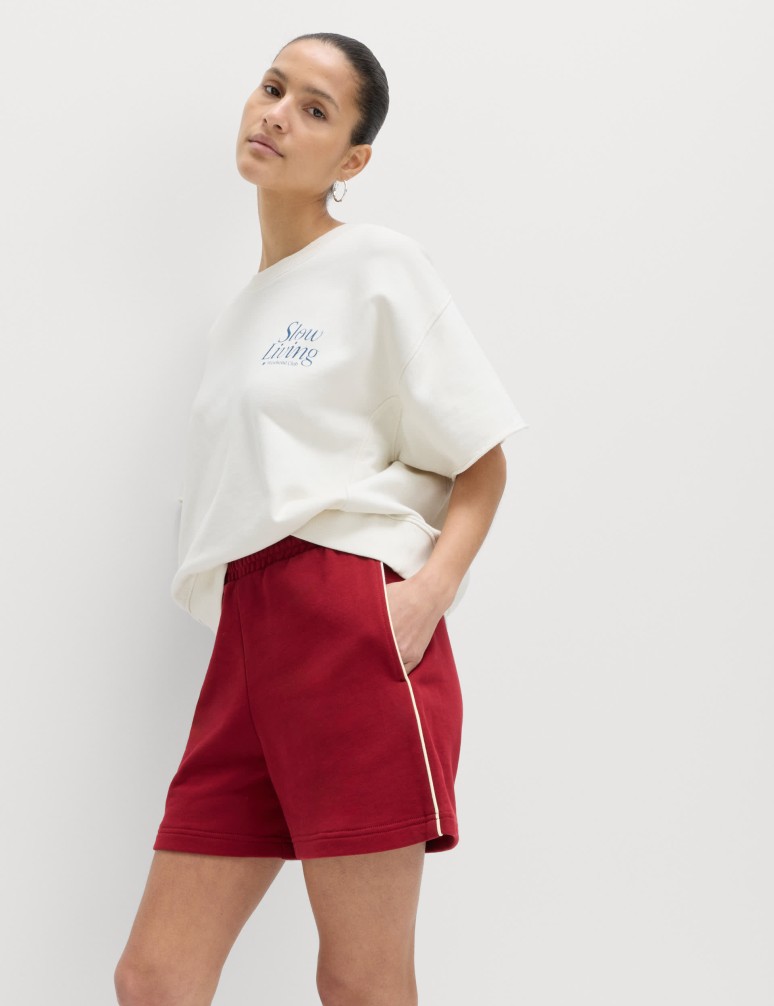 Pure Cotton Side Stripe Jogger Shorts