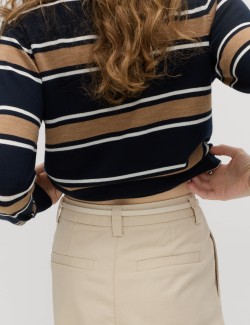 Kalhoty chino z čisté bavlny s plisováním vpředu a rovnými nohavicemi