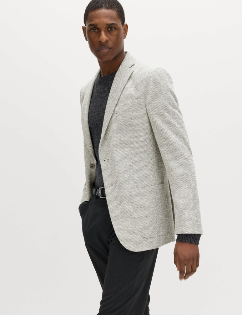 Tailored Fit Textured Stretch Blazer