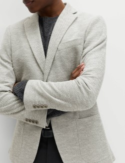 Tailored Fit Textured Stretch Blazer