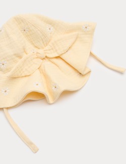 Baby Flower Embroidered Sun Hat (0-3 Yrs)