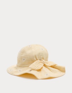 Baby Flower Embroidered Sun Hat (0-3 Yrs)