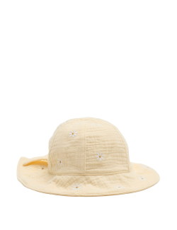 Baby Flower Embroidered Sun Hat (0-3 Yrs)