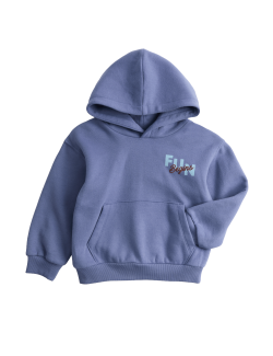 Mikina s kapucí s vysokým podílem bavlny s nápisem Fun Begins (2–8 let)