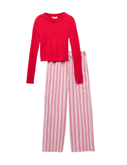 Cotton Rich Henley Striped Pyjama Set