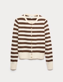 Air-Yarn Striped Cropped Cardigan