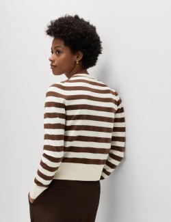 Air-Yarn Striped Cropped Cardigan