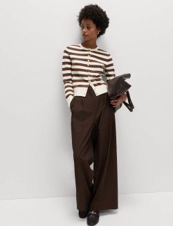 Air-Yarn Striped Cropped Cardigan