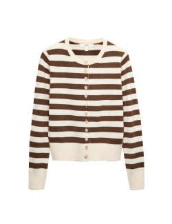 Air-Yarn Striped Cropped Cardigan