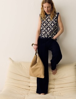 Cotton Rich Monotone Floral Crochet-Inspired Tabard