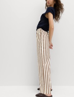 Popelínové kalhoty s rovnými nohavicemi bez zapínání, z čisté bavlny