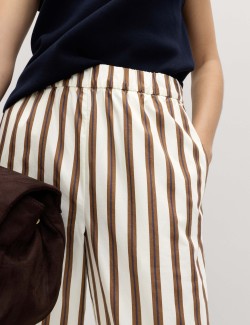 Popelínové kalhoty s rovnými nohavicemi bez zapínání, z čisté bavlny