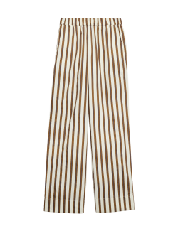 Popelínové kalhoty s rovnými nohavicemi bez zapínání, z čisté bavlny