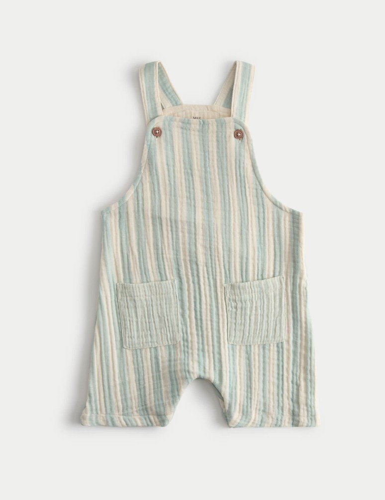 Pure Cotton Striped Dungarees (0-3 Yrs)