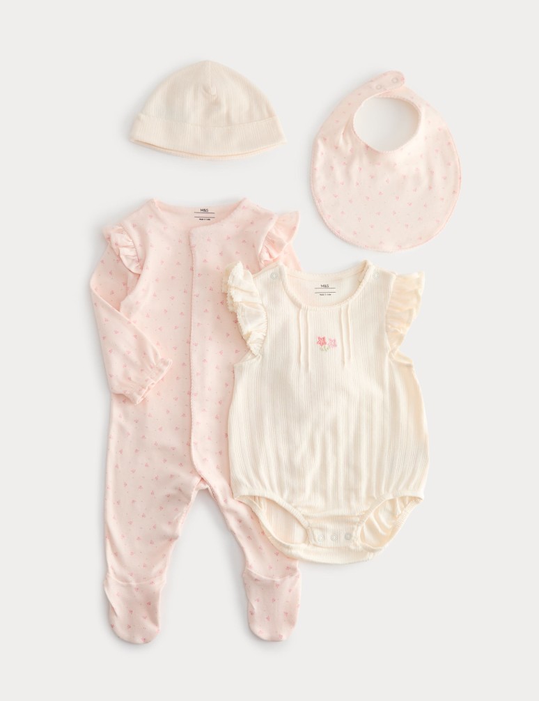 Výbavička z čisté bavlny, 4 ks (3,2 kg – 18 měsíců)