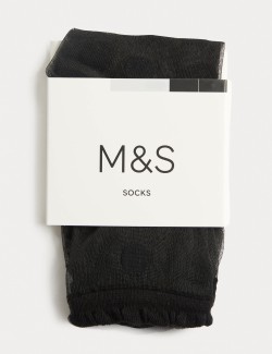 Cotton Blend Sheer Large Spot Anklets