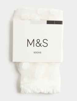 Cotton Blend Sheer Large Spot Anklets