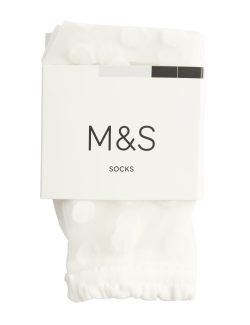 Cotton Blend Sheer Large Spot Anklets