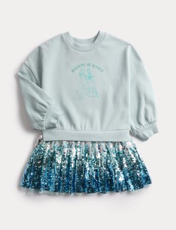 Cotton Rich Frozen™ Sequin Dress (2-8 Yrs)