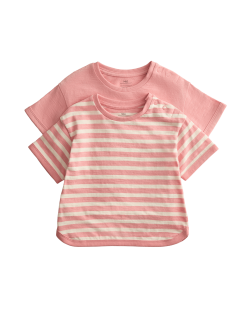 2 Pack Pure Cotton Patterned Tops (0-5 Yrs)
