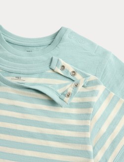 2 Pack Pure Cotton Stripe T-Shirts (0-5 Yrs)