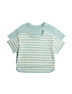 2 Pack Pure Cotton Stripe T-Shirts (0-5 Yrs)