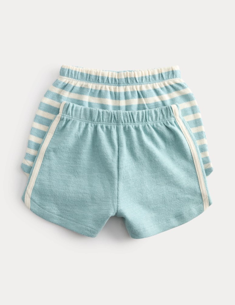 2 Pack Pure Cotton Side Stripe Shorts (0-5 Yrs)