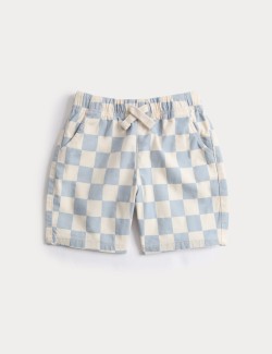 Cotton Rich Checkerboard Pull On Shorts (2-8yrs)