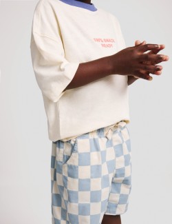 Cotton Rich Checkerboard Pull On Shorts (2-8yrs)