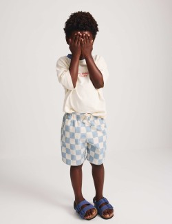 Cotton Rich Checkerboard Pull On Shorts (2-8yrs)