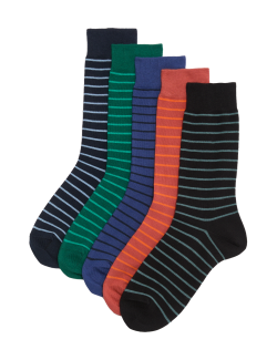 5pk Cool & Fresh™ Striped Cotton Rich Socks