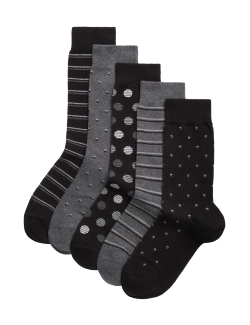 5pk Cool & Fresh™ Patterned Cotton Rich Socks