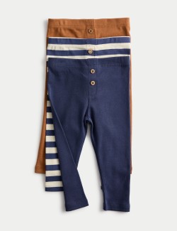 3 Pack Pure Cotton Striped Leggings (0-3 Yrs)