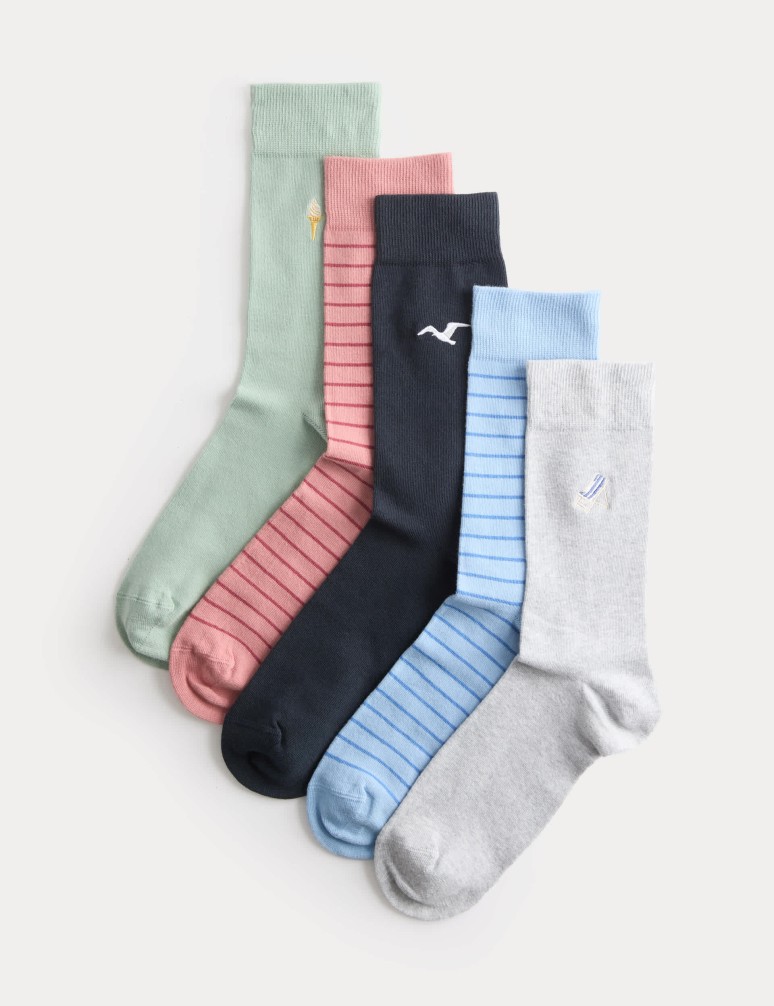 5 Pack Cool & Fresh™ Seaside Cotton Rich Socks