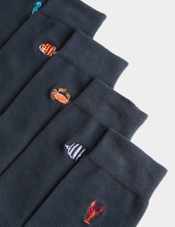 5 Pack Cool & Fresh™ Sea Creatures Cotton Rich Socks