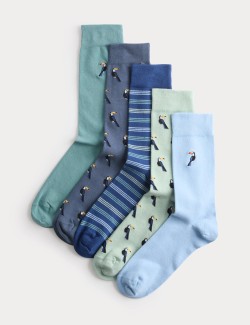 5 Pack Cool & Fresh™ Toucan Cotton Rich Socks