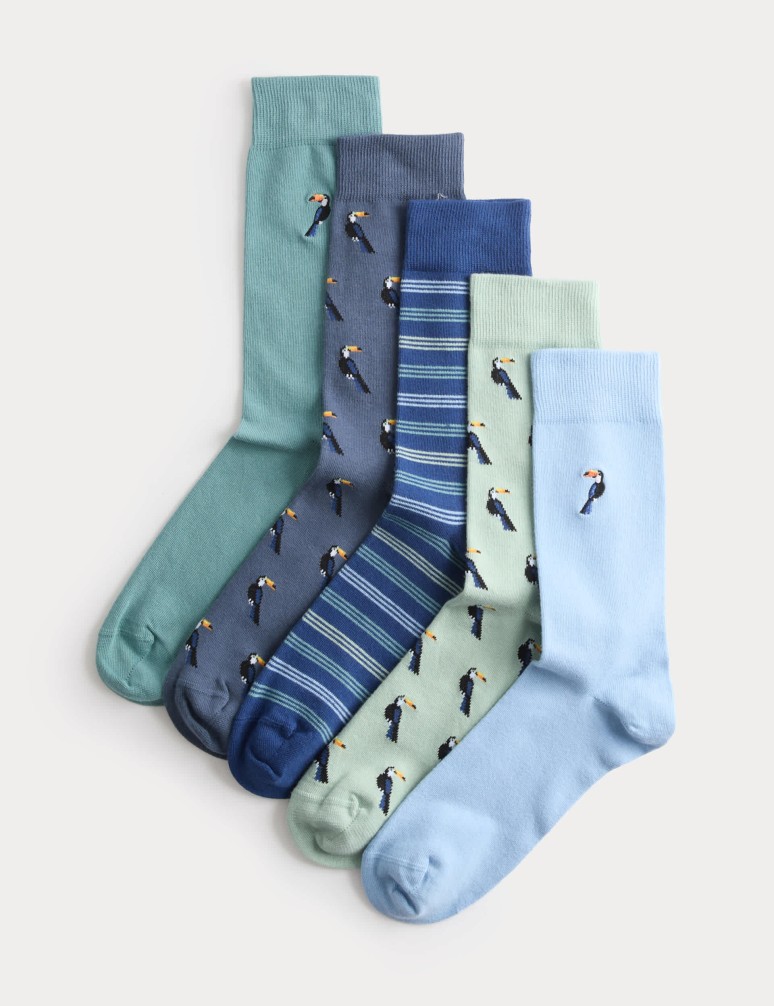 5 Pack Cool & Fresh™ Toucan Cotton Rich Socks
