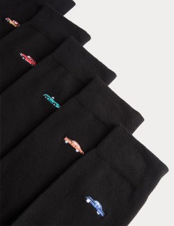 5 Pack Cool & Fresh™ Vintage Car Cotton Rich Socks
