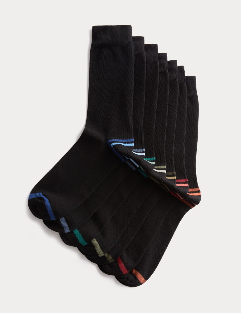 7 Pack Cool & Fresh™ Striped Cotton Rich Socks