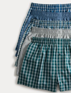 5 Pack Pure Cotton Checked Woven Boxers