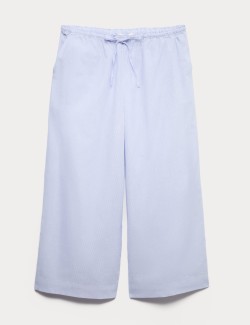 Proužkované zkrácené pyžamové kalhoty z čisté bavlny