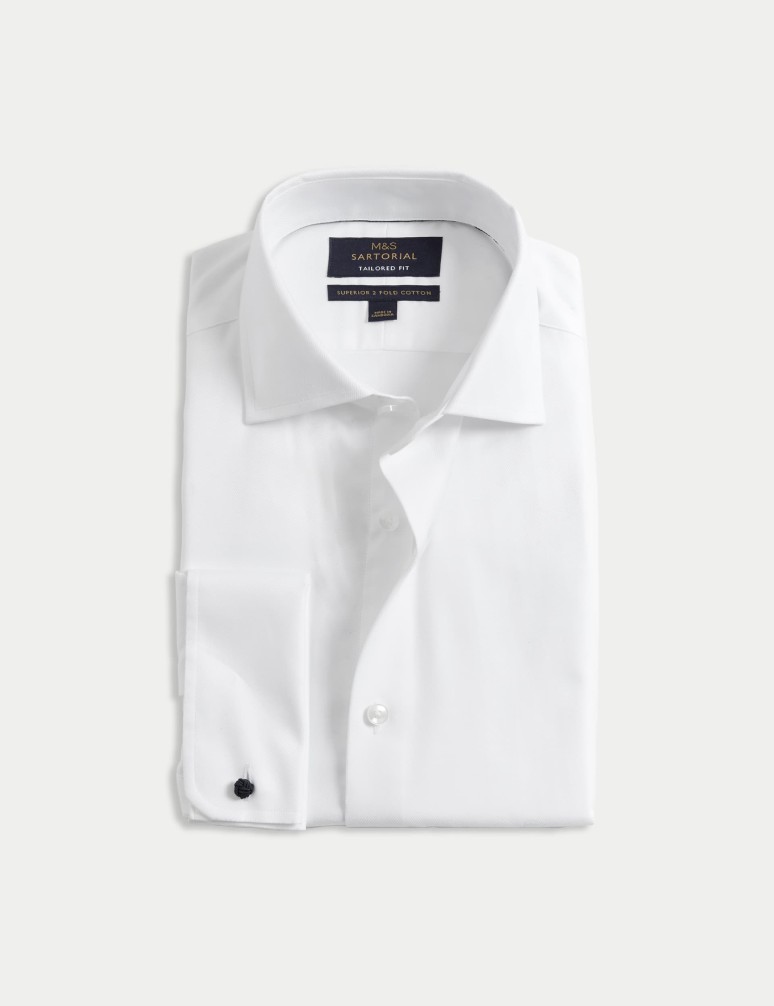 Tailored Fit Luxury Cotton Double Cuff Twill Shirt