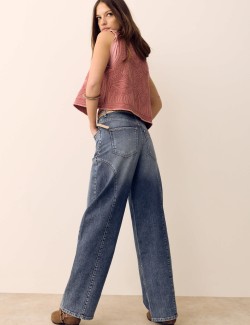 Western High Waisted Studded Tapered Jeans