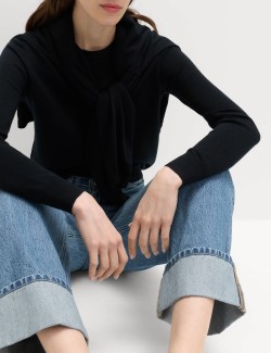 High Waisted Wide Leg Turn Up Jeans